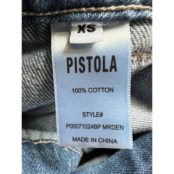 PISTOLA WOMENS XSMALL DENIM BRIX AVIATOR COTTON MINI JEAN DRESS BLUE NEW - Picture 12 of 14